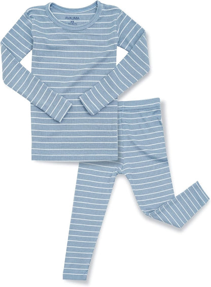 AVAUMA Stripe Pattern Baby Boys Girls Pajama Set Kids Toddler Snug fit Ribbed Sleepwear pjs for