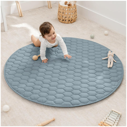 Comfy Cubs Round Kids Play Mat - Medium 48 inches Soft Quilted Baby Floor Mat with Non-Slip Bottom