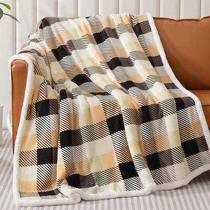 Touchat Sherpa Plaid Twin Blanket 60" X 70", Fuzzy Fluffy Soft Cozy Throw Blanket, Twin Size Plush