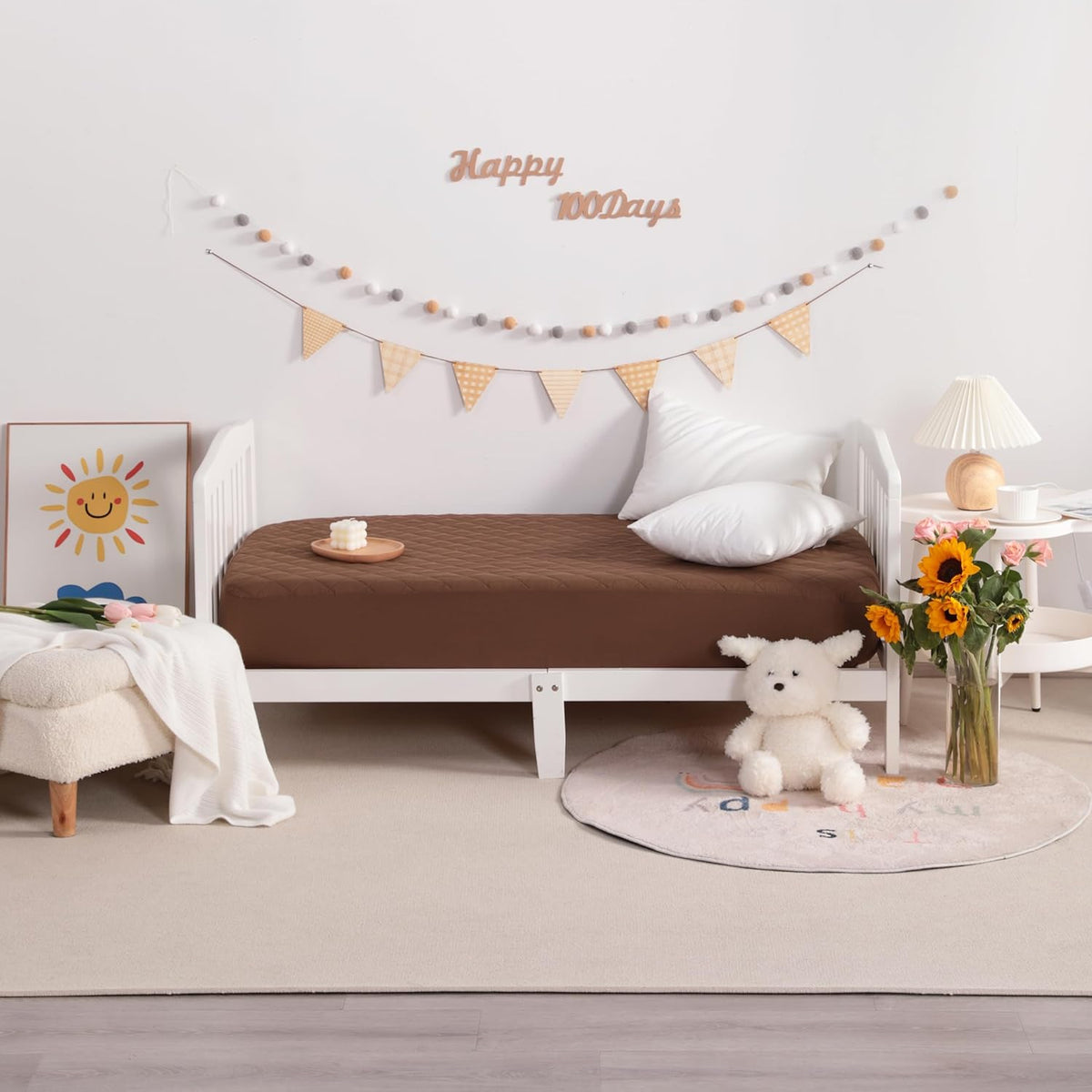 NTBAY 2 Pack Waterproof Mini Crib Mattress Protector, Quilted 24"x38" Fitted Mattress Cover