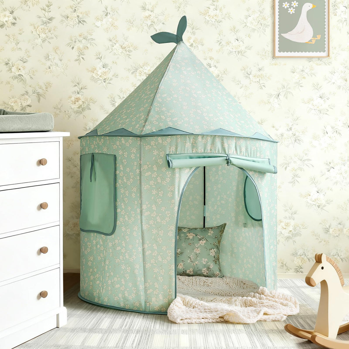 Tiny Land Kids Play Tent, Cute Green Pop Up Tent for Kids Indoor