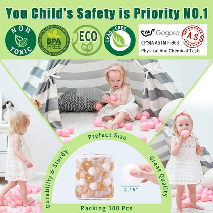 GOGOSO Ball Pit Balls with Starballs 100 - Crushproof Plasticballs for Babies Toddlers Kids