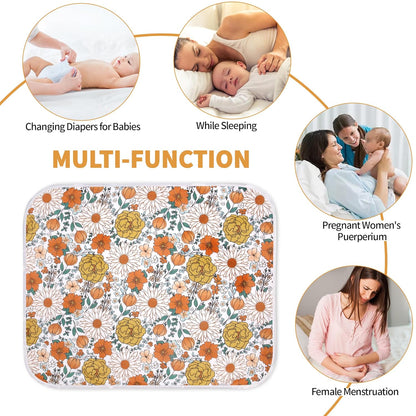 Diaper Changing Pads for Baby, Flower Change Mat, 3Layers Waterproof Change Pad Foldable Absorbent