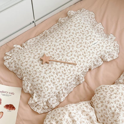 BuLuTu Camellia Floral Print Pillowcase King Muslin Cotton Pillow Case Chic Shabby Pillow Cover
