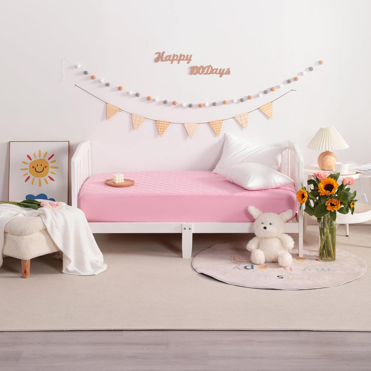 NTBAY 2 Pack Waterproof Mini Crib Mattress Protector, Quilted 24"x38" Fitted Mattress Cover