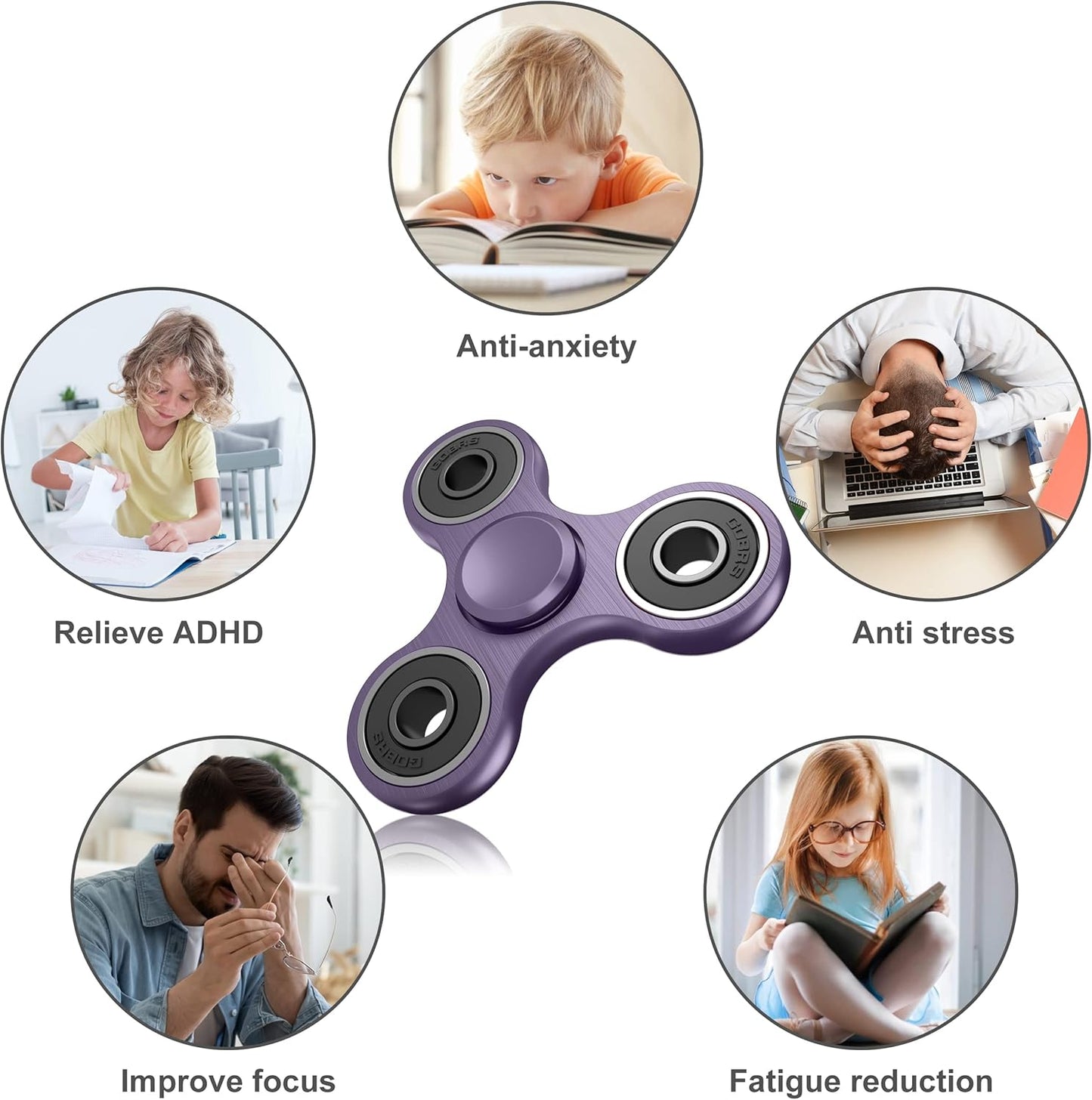 ATESSON Fidget Spinner Toys, Durable High Speed Bearing Metal Hand Finger Spinners EDC ADHD Focus