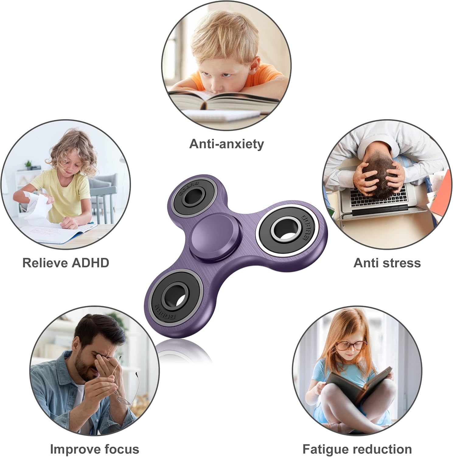ATESSON Fidget Spinner Toys, Durable High Speed Bearing Metal Hand Finger Spinners EDC ADHD Focus