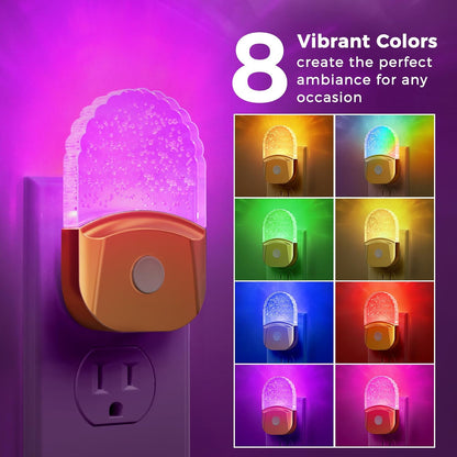 Night Lights Plug into Wall, 2 Pack, Night Light Color Changing, LED Acrylic 8 Colors RGB, Gold