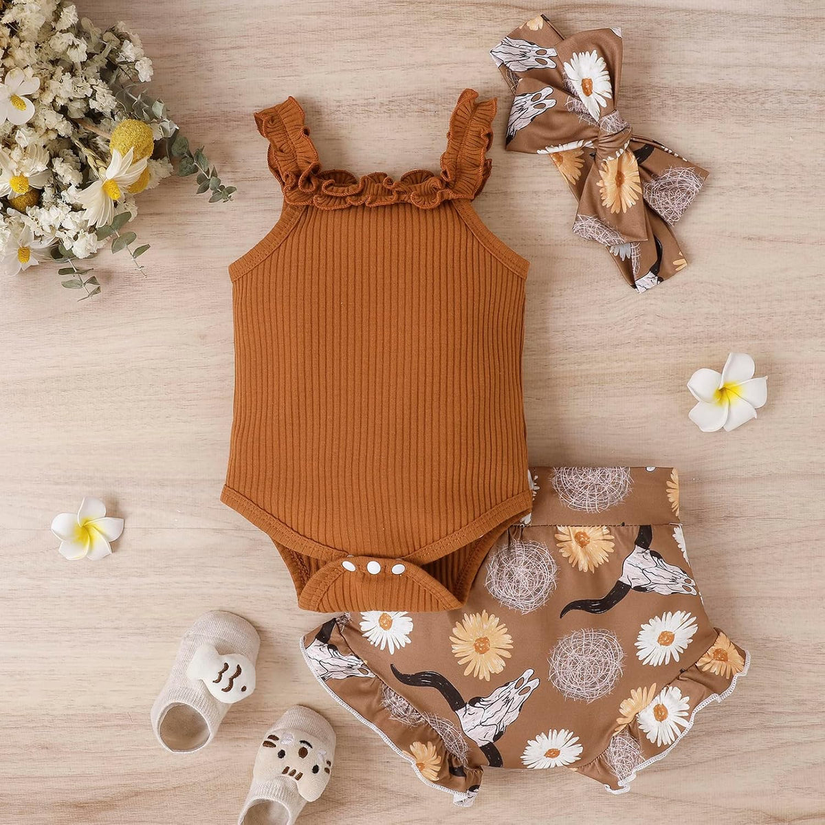 fhutpw Baby Girl Clothes Summer Cute Outfits 3 6 12 18 Months Spaghetti Strap Romper & Floarl