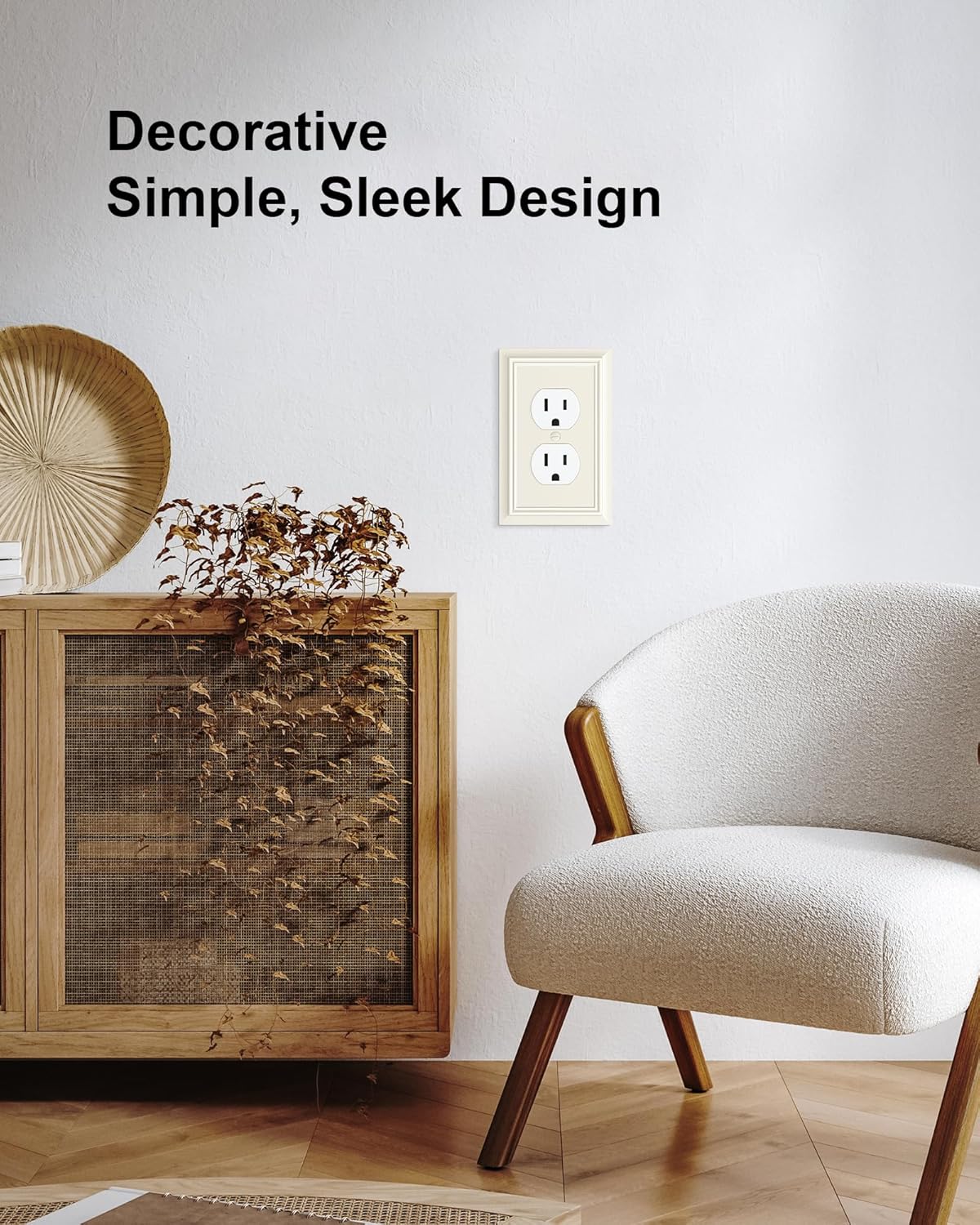 6-Pack Duplex Outlet Cover Plate, Decorative Light Almond Switch Plates and Outlet Covers, Natural
