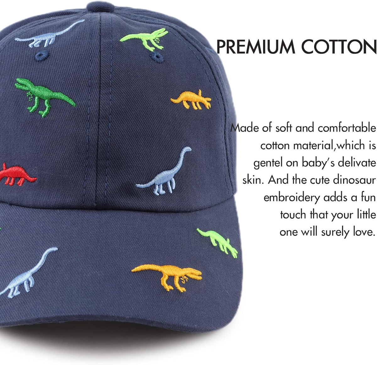 JANGANNSA Dinosaur Boys Girls Caps Embroidery Baby Baseball Caps Cotton Infant Toddler Kids Hat
