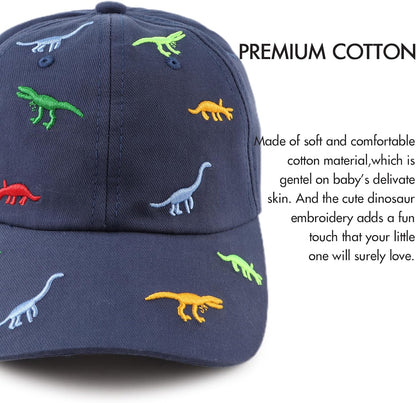 JANGANNSA Dinosaur Boys Girls Caps Embroidery Baby Baseball Caps Cotton Infant Toddler Kids Hat