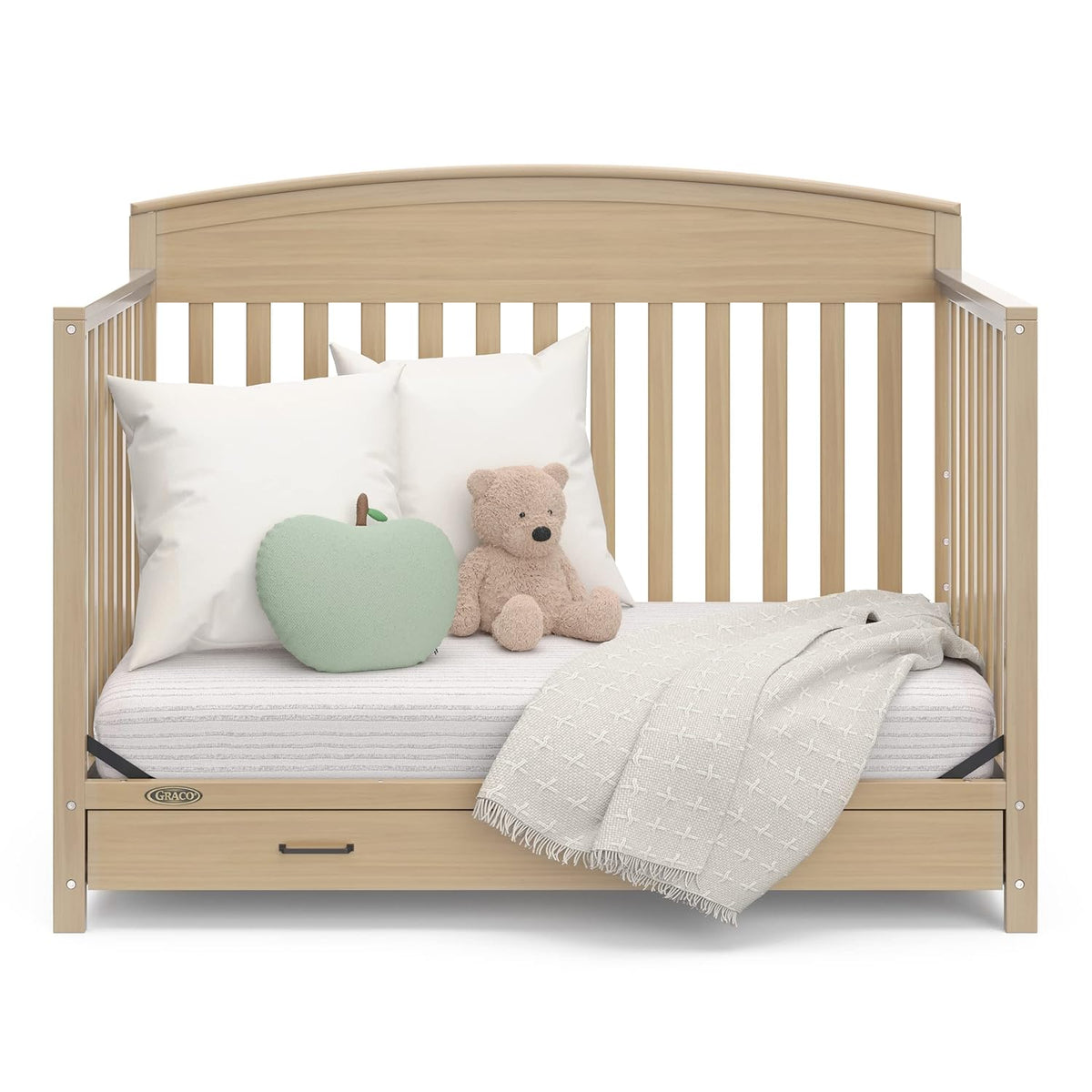 Graco Benton 5-In-1 Convertible Crib With Drawer (Driftwood) - Converts From Baby Crib To Toddler
