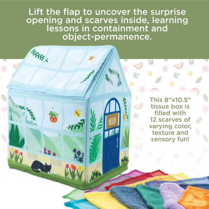 MindWare Sensory Sprouts Tissue Scarf - Montessori Toys for Babies 6-12 Months - Soft