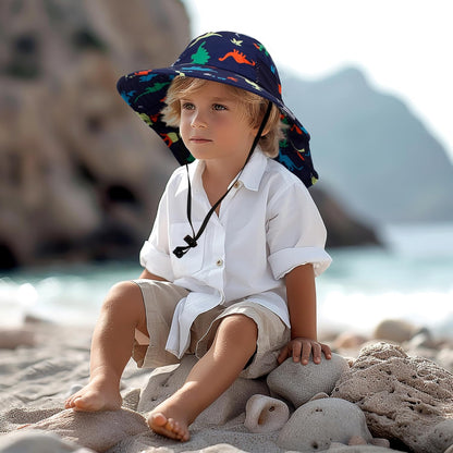 CHUNG Baby Sun Protection Hat Summer Toddler Adjustable UPF 50+ Wide Brim Neck Flap Beach Caps Boys