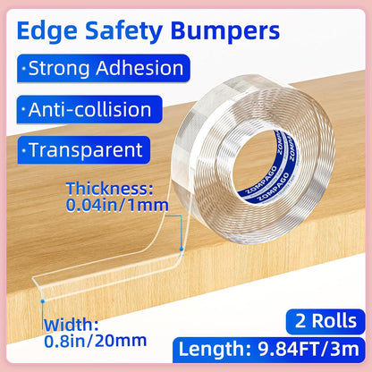 Clear Soft Corner Protectors for Furniture Strip,0.8in x9.84FT,2 Roll,Sharp Edge & Table