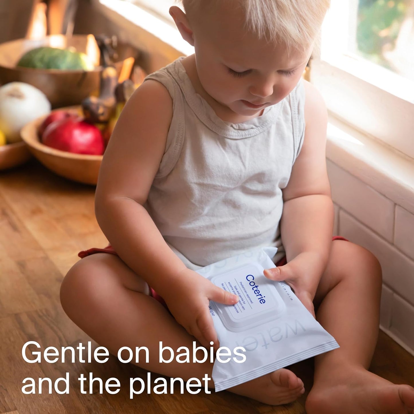 Coterie Baby Travel Size Wipes for Sensitive Skin, Plant-Based and Plastic-Free Fibers, 99% Water