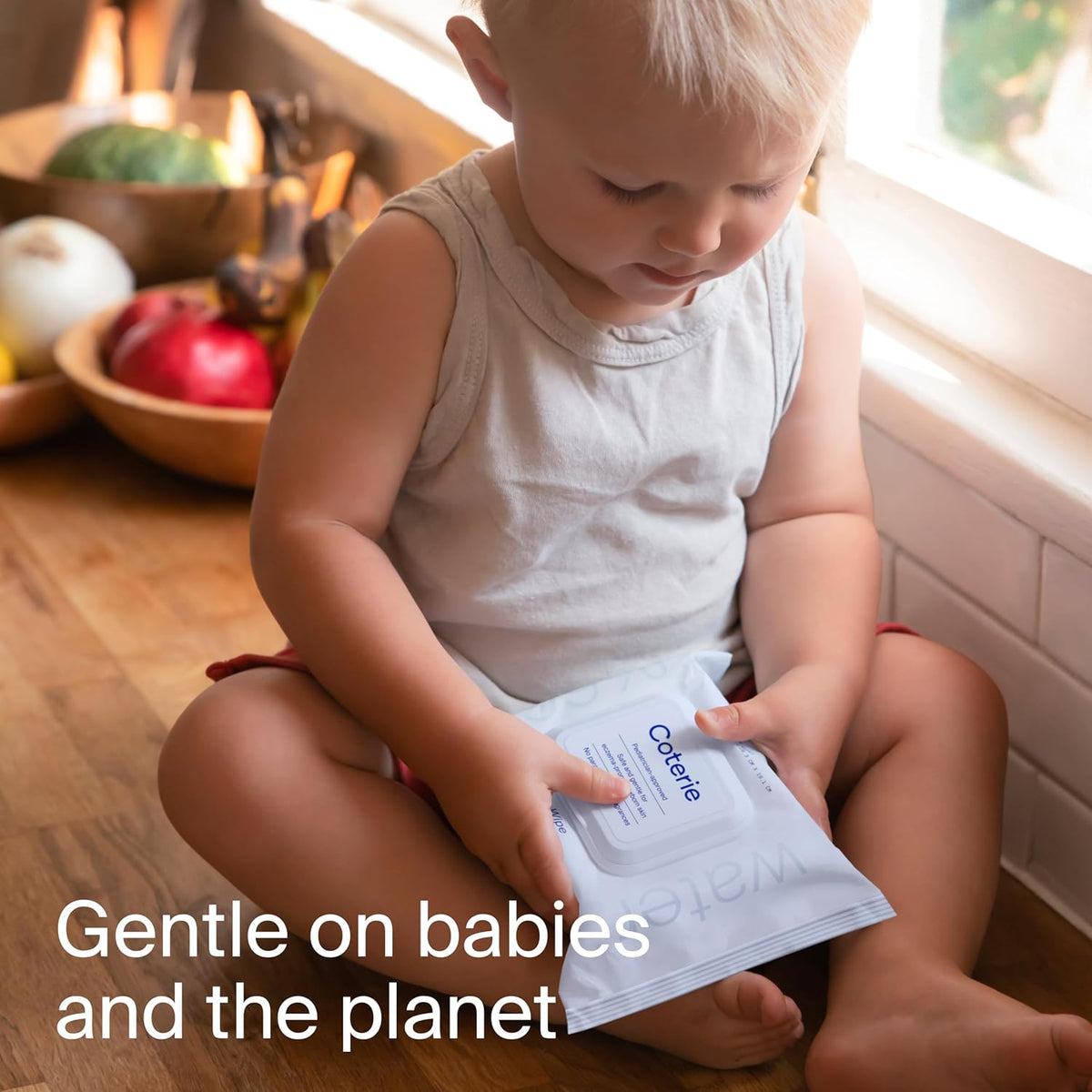 Coterie Baby Travel Size Wipes for Sensitive Skin, Plant-Based and Plastic-Free Fibers, 99% Water