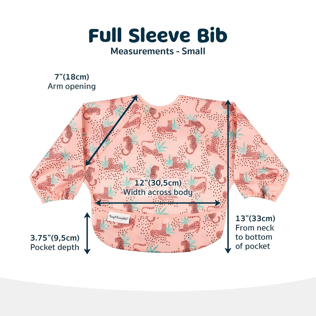 Tiny Twinkle Mess Proof Baby Bib,Waterproof Smock Baby Bib for Eating,Machine Washable Long Sleeve