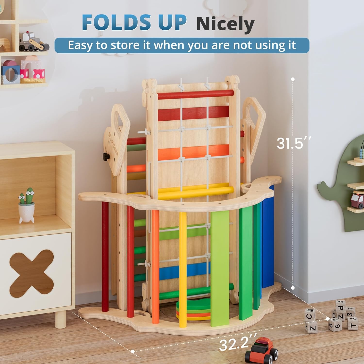 BlueWood 10-in-1 Pikler Triangle Set, Toddler Climbing Toys Indoor, Montessori Climber, Baby Jungle