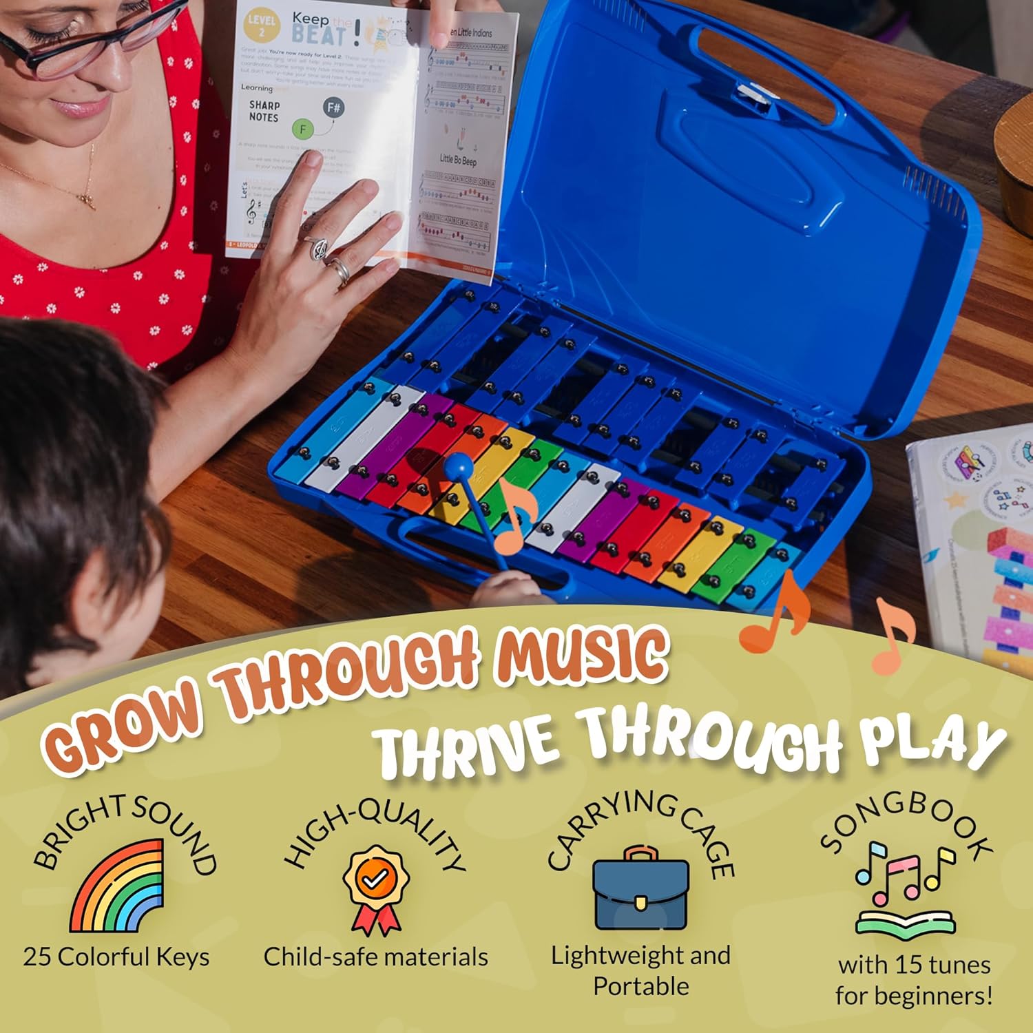 Leopold & Marianne | Xylophone for Kids Ages 5-9 | Kids Musical Instrument | Glockenspiel 25 Notes