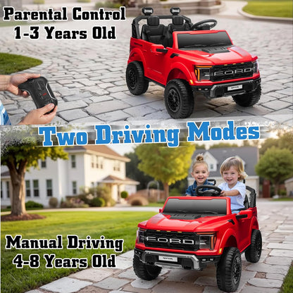 24V Ride on Car Licensed Ford F-150 Raptor, Kids Electric Car with Remote Control, LED