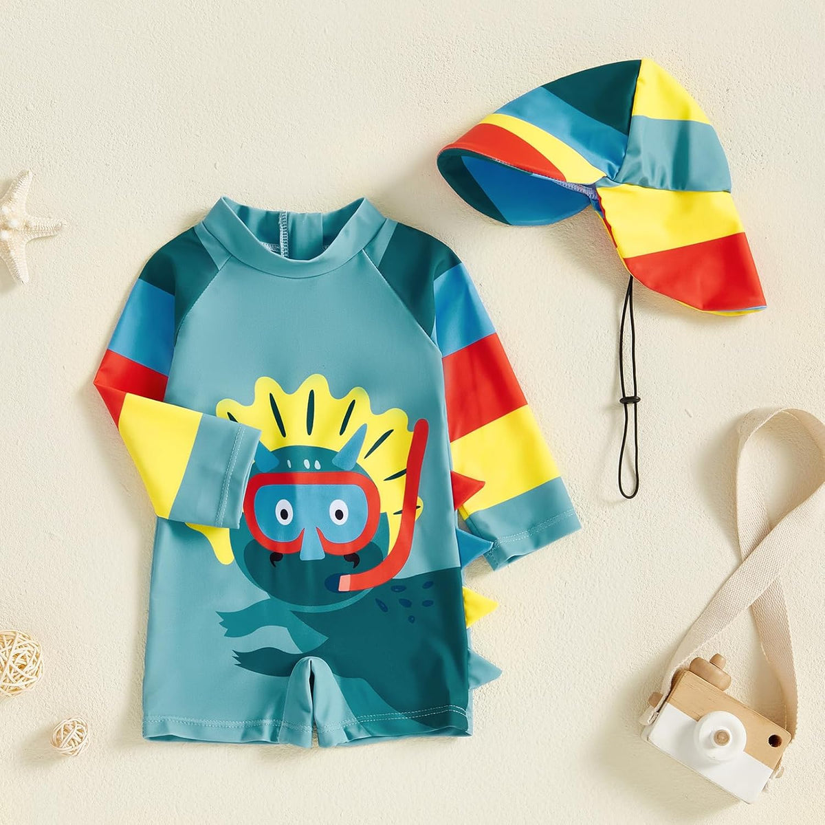 Hnyenmcko Baby/Toddler Boy Rash Guard Swimsuit Long Sleeve One Piece Zipper Swimwear Sunsuit Infant