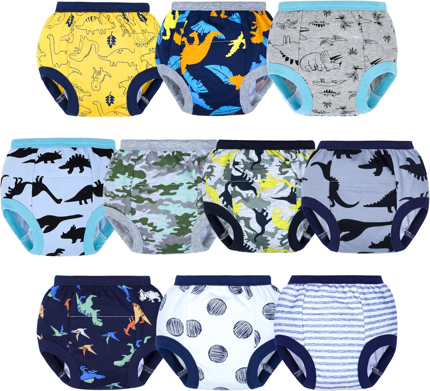 BIG ELEPHANT Potty Training Underwear - 10 Pack, 100% Cotton Absorbent Unisex Toddler Pee Pants for
