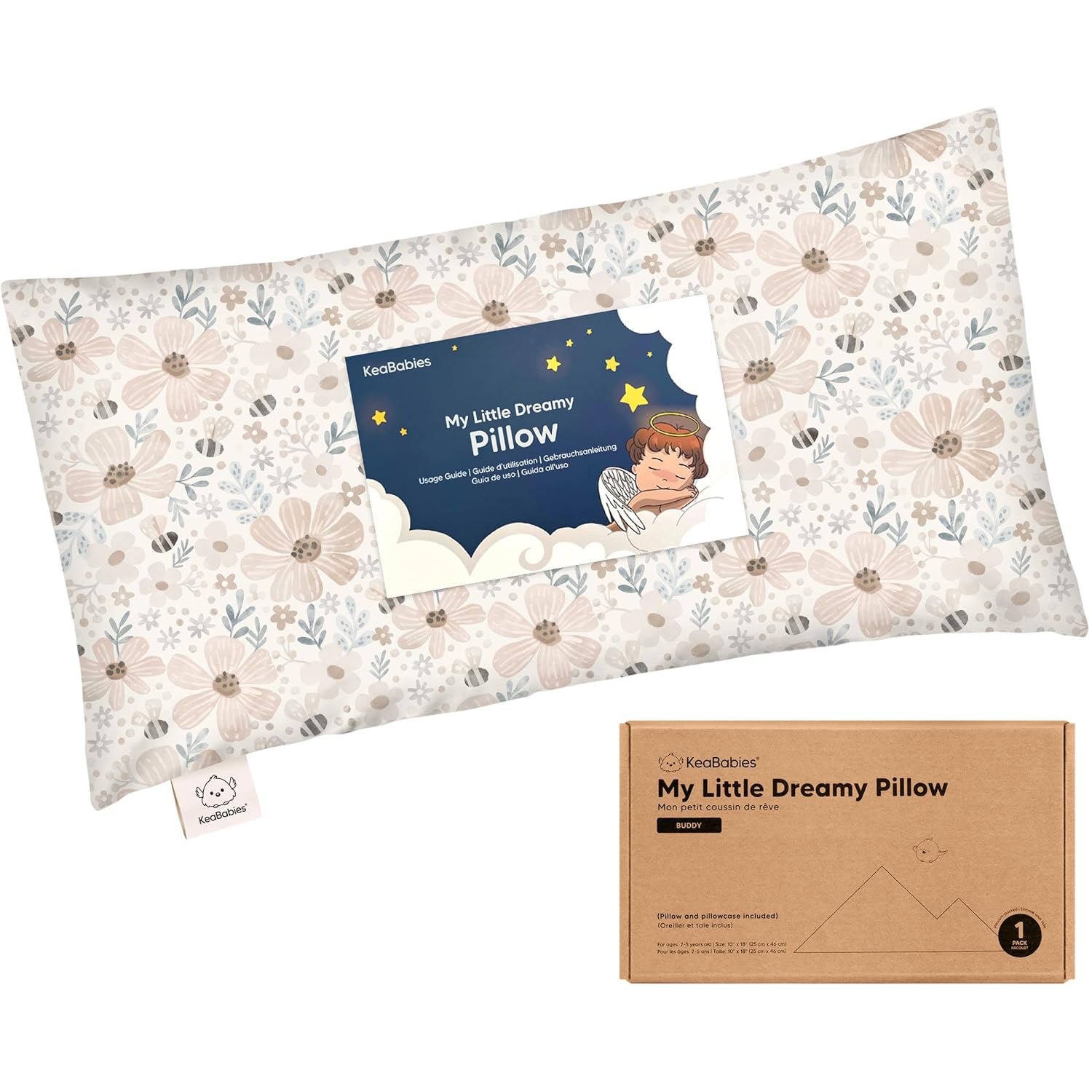 Toddler Pillow with Pillowcase - 10x18 My Little Dreamy Kids Travel Bed Pillows for Sleeping