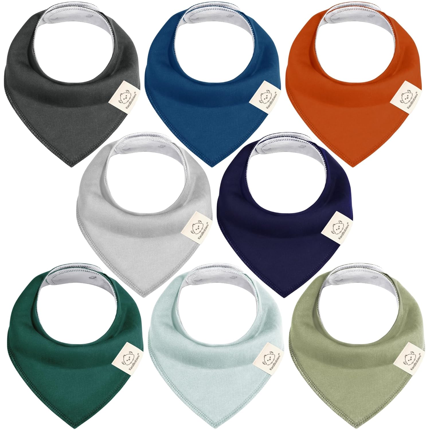 8-Pack Organic Baby Bandana Bibs for Boys, Girls - Super Absorbent Triangle Baby Bibs for Drooling