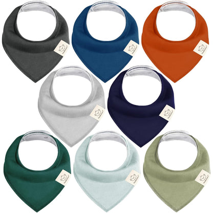 8-Pack Organic Baby Bandana Bibs for Boys, Girls - Super Absorbent Triangle Baby Bibs for Drooling