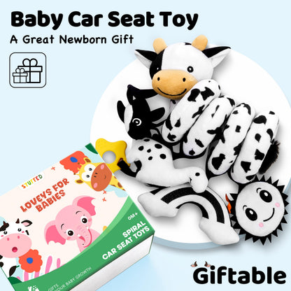 Spiral Car Seat Baby Toys 0-6 Months, Infant Carseat High Contrast Sensory Toys Hanging Stroller