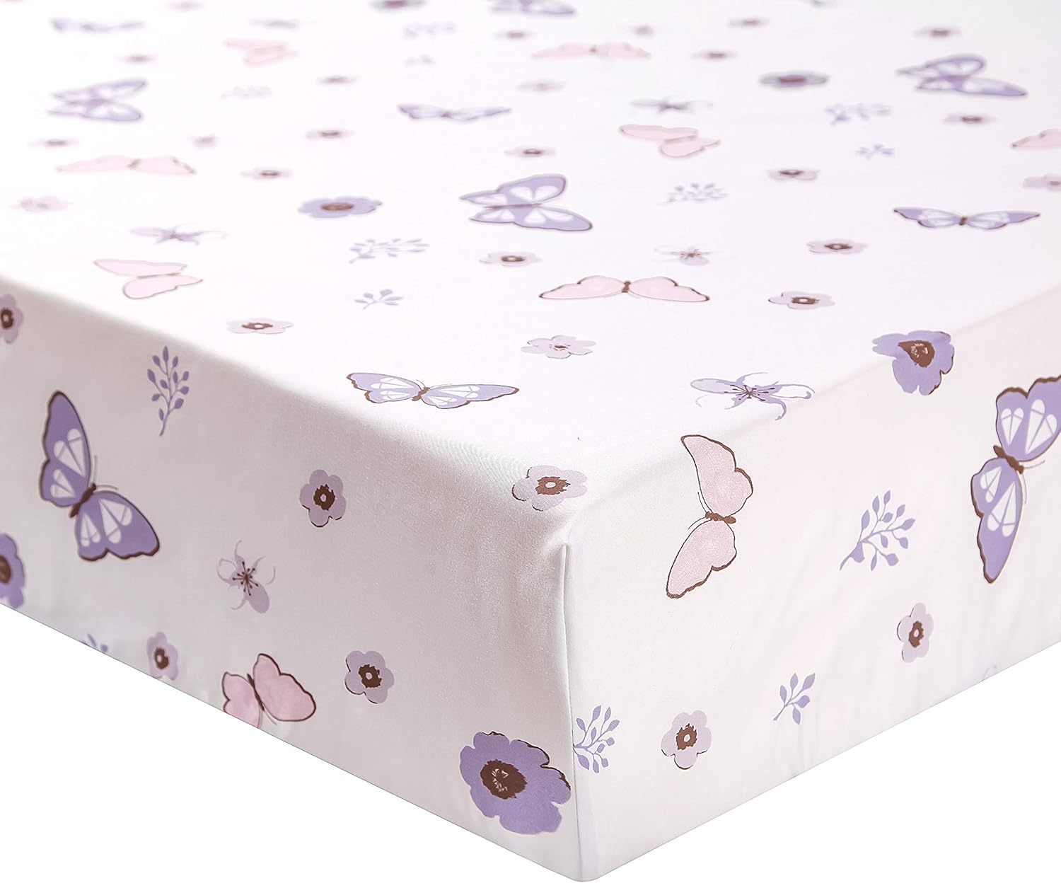 La Premura 3-Piece Purple Butterfly Baby Crib Bedding Set for Girls, Lilac Standard Size Crib Set