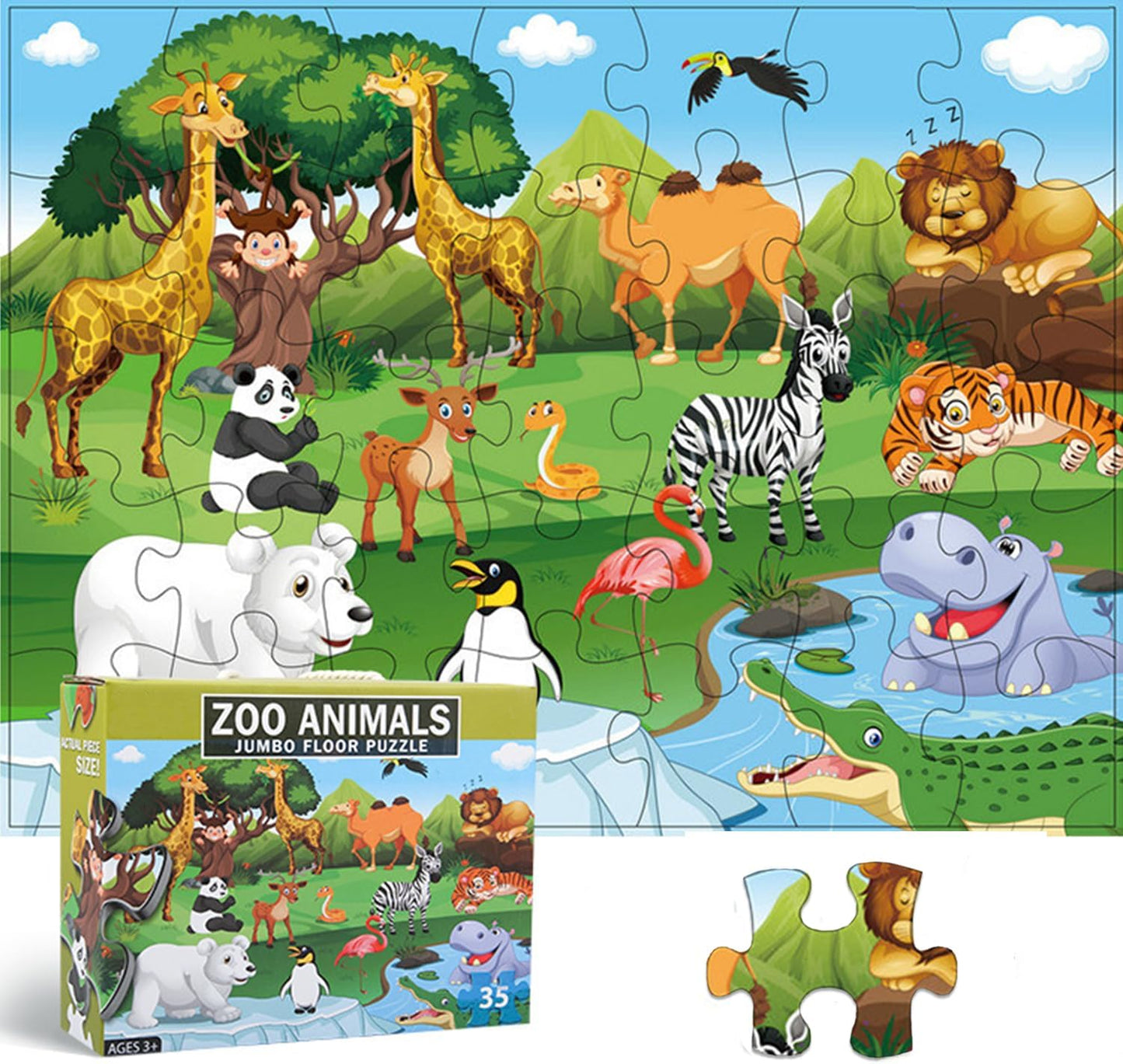 Jumbo Floor Puzzle for Kids, Large Jigsaw Puzzles 35 Piece for Kids Ages 3-5,Preschool Learning &