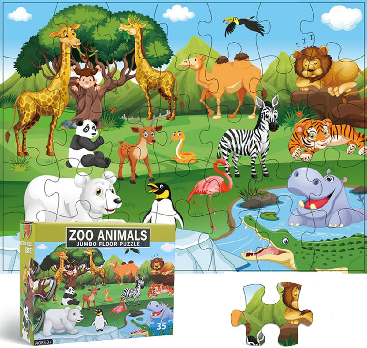 Jumbo Floor Puzzle for Kids, Large Jigsaw Puzzles 35 Piece for Kids Ages 3-5,Preschool Learning &