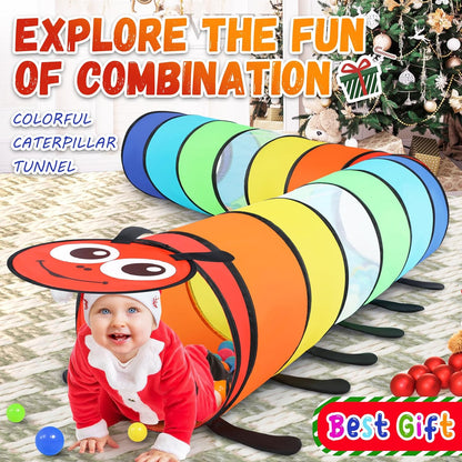 Moncoland Kids Play Tunnel Tent for Toddlers, Pack of 2 Colorful Pop Up Crawl Tunnel Toy Baby or