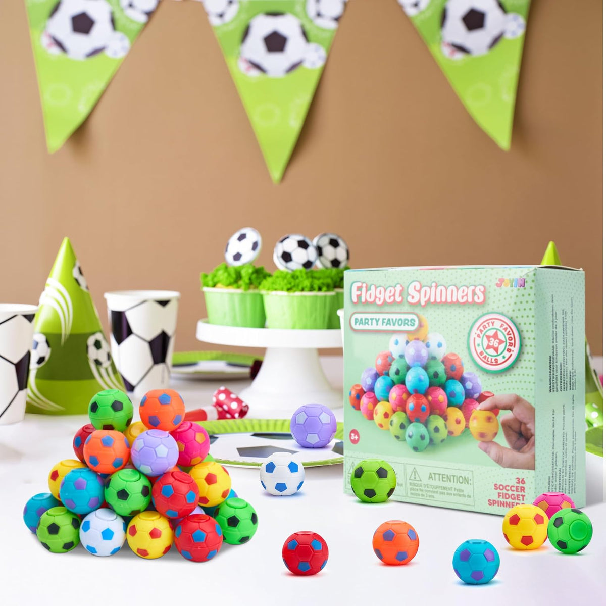 JOYIN 36 Pack Soccer Fidget Spinners, Kids Soccer Party Favors Fidget Toys Bulk, Goodie Bags