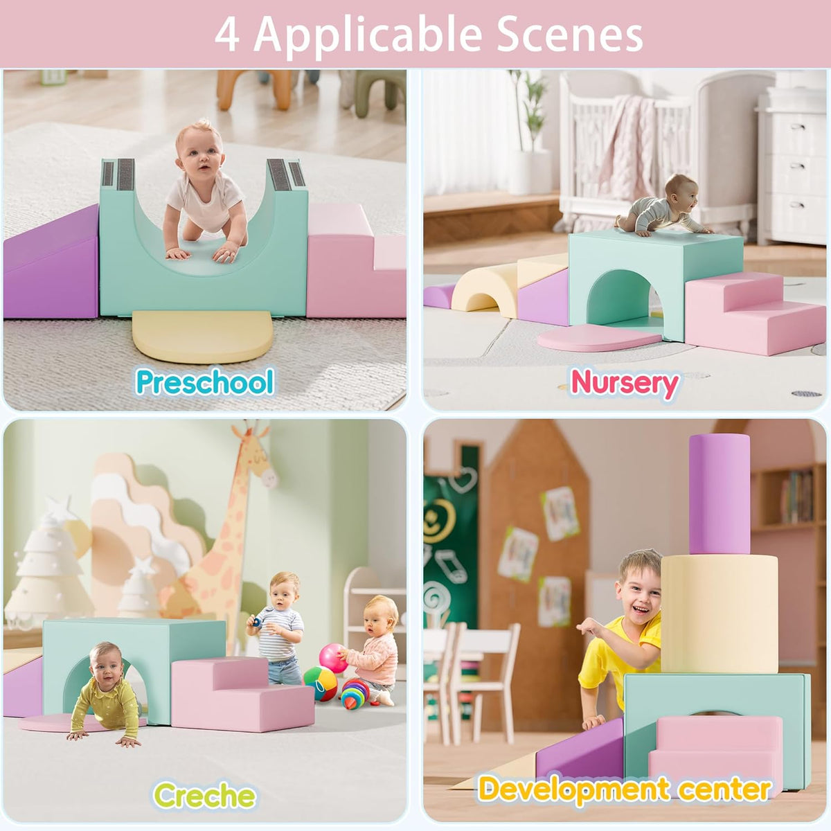 Soft Foam Climbing Blocks Set – Large 5-in-1 Soft Play Toys Crawling & Sliding Climbing Arch for