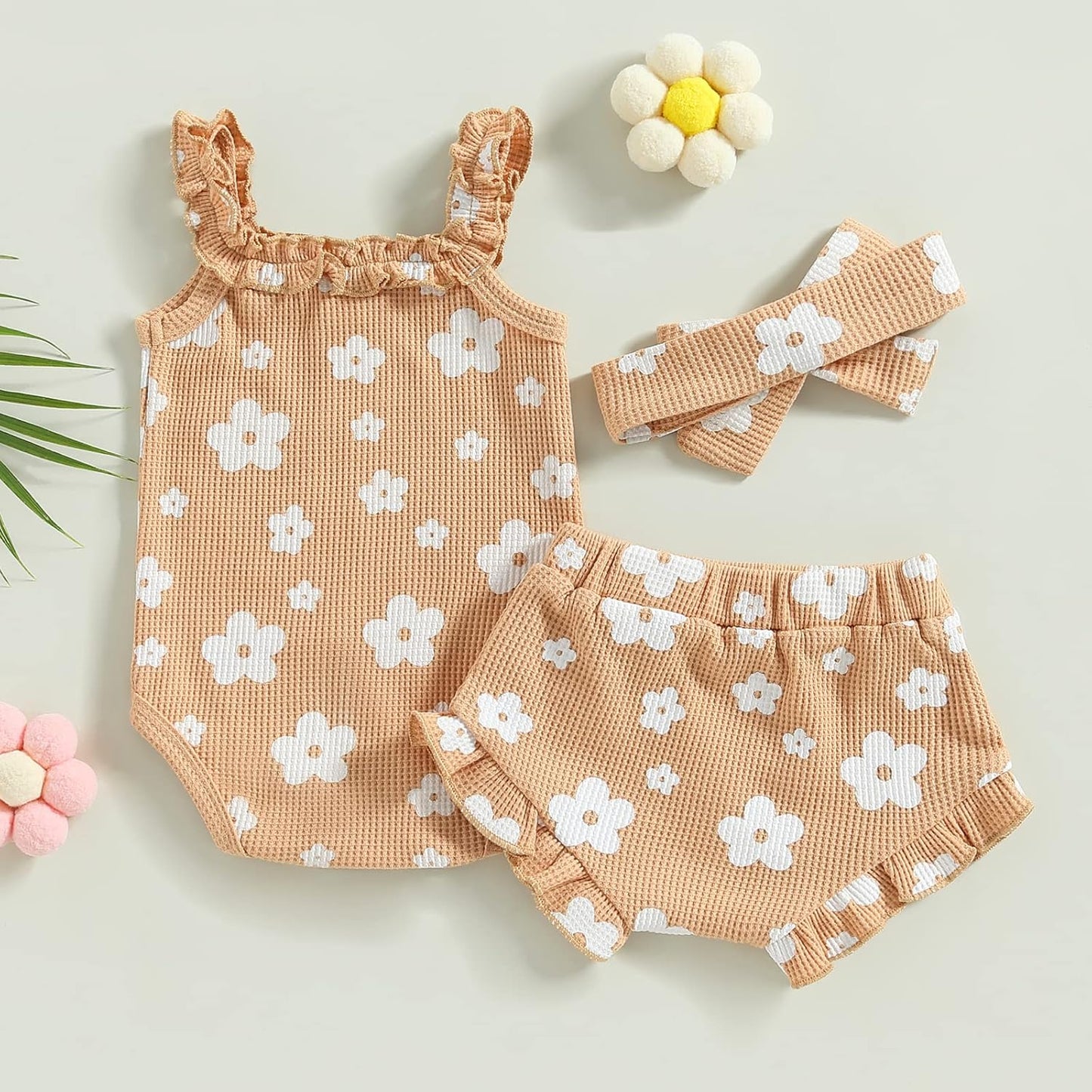 fhutpw Baby Girl Clothes Summer Cute Outfits 3 6 12 18 Months Spaghetti Strap Romper & Floarl