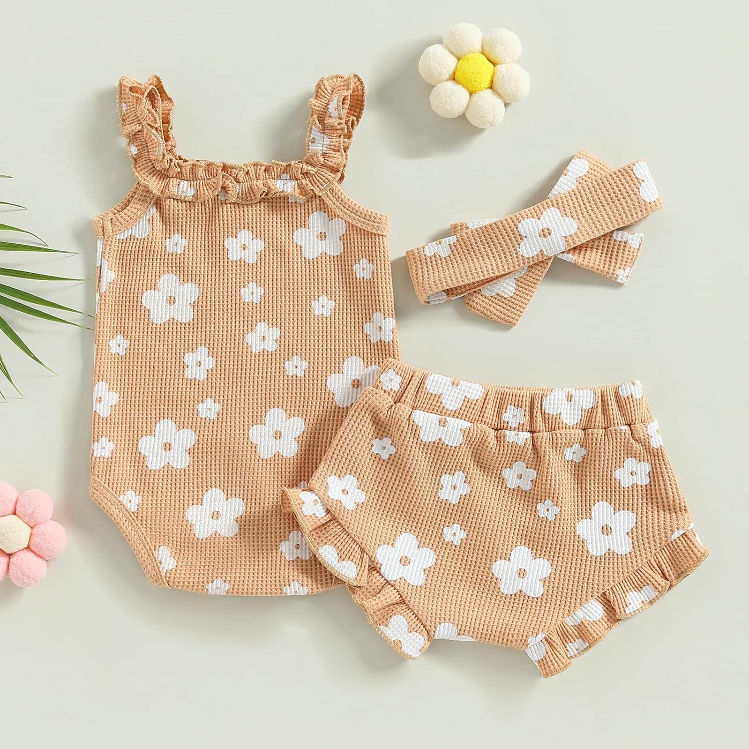 fhutpw Baby Girl Clothes Summer Cute Outfits 3 6 12 18 Months Spaghetti Strap Romper & Floarl
