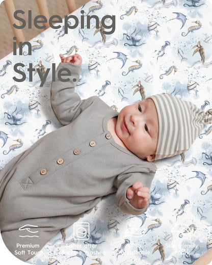 Pack and Play Sheets Fitted, Ultra Soft Mini Crib Sheets Boy, Neutral Pack N Play Mattress Sheets