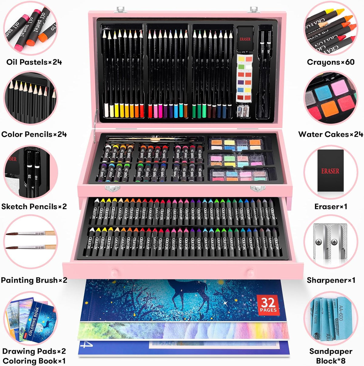 iBayam Arts and Crafts Gifts for Kids 6-14 Year, Teens Girls Christmas Gifts, 150-Pack Art Set Kits