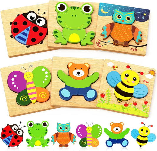 Bekayshad Wooden Puzzles Toddler Toys Gifts for 1 2 3 Year Old Boys Girls, Animal Jigsaw Puzzles