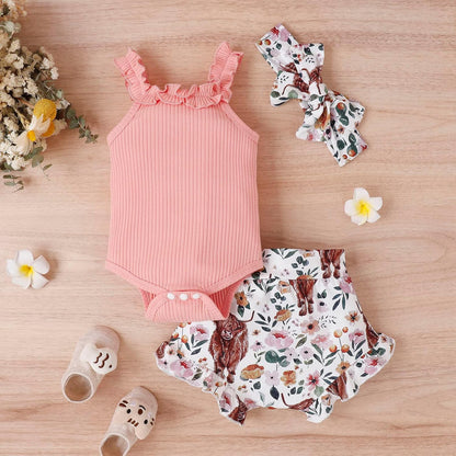 fhutpw Baby Girl Clothes Summer Cute Outfits 3 6 12 18 Months Spaghetti Strap Romper & Floarl