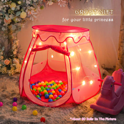 DISHIO Ball Pits with 50 Balls, Pop up Tents for Kids with Star Lights