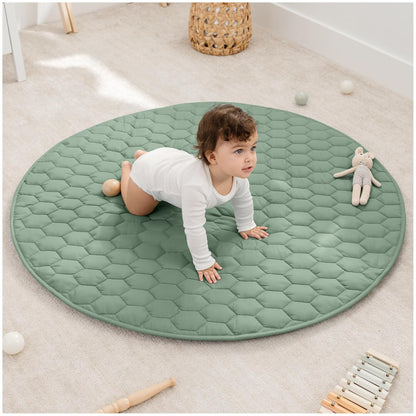Comfy Cubs Round Kids Play Mat - Medium 48 inches Soft Quilted Baby Floor Mat with Non-Slip Bottom