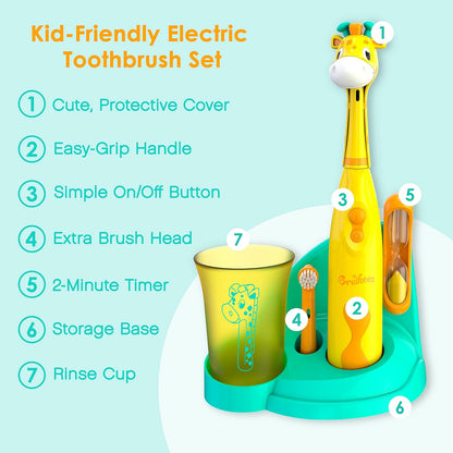 Brusheez Kids’ Electric Toothbrush Set - Safe & Effective for Ages 3+ - Parent Tested & Approved