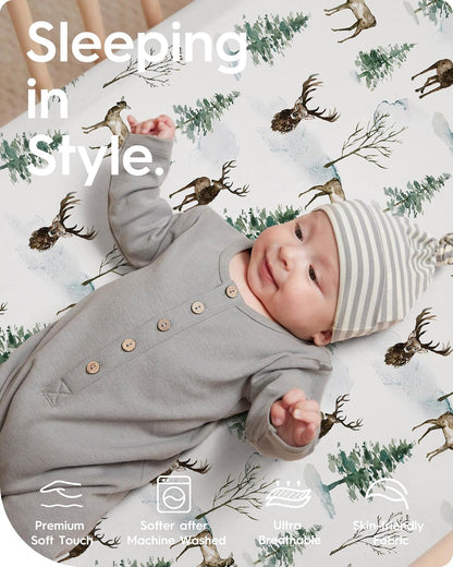 Pack N Play Sheets Fitted, TotBasic Ultra Soft Animal Mini Crib Sheets, Premium Jersey Knit Pack