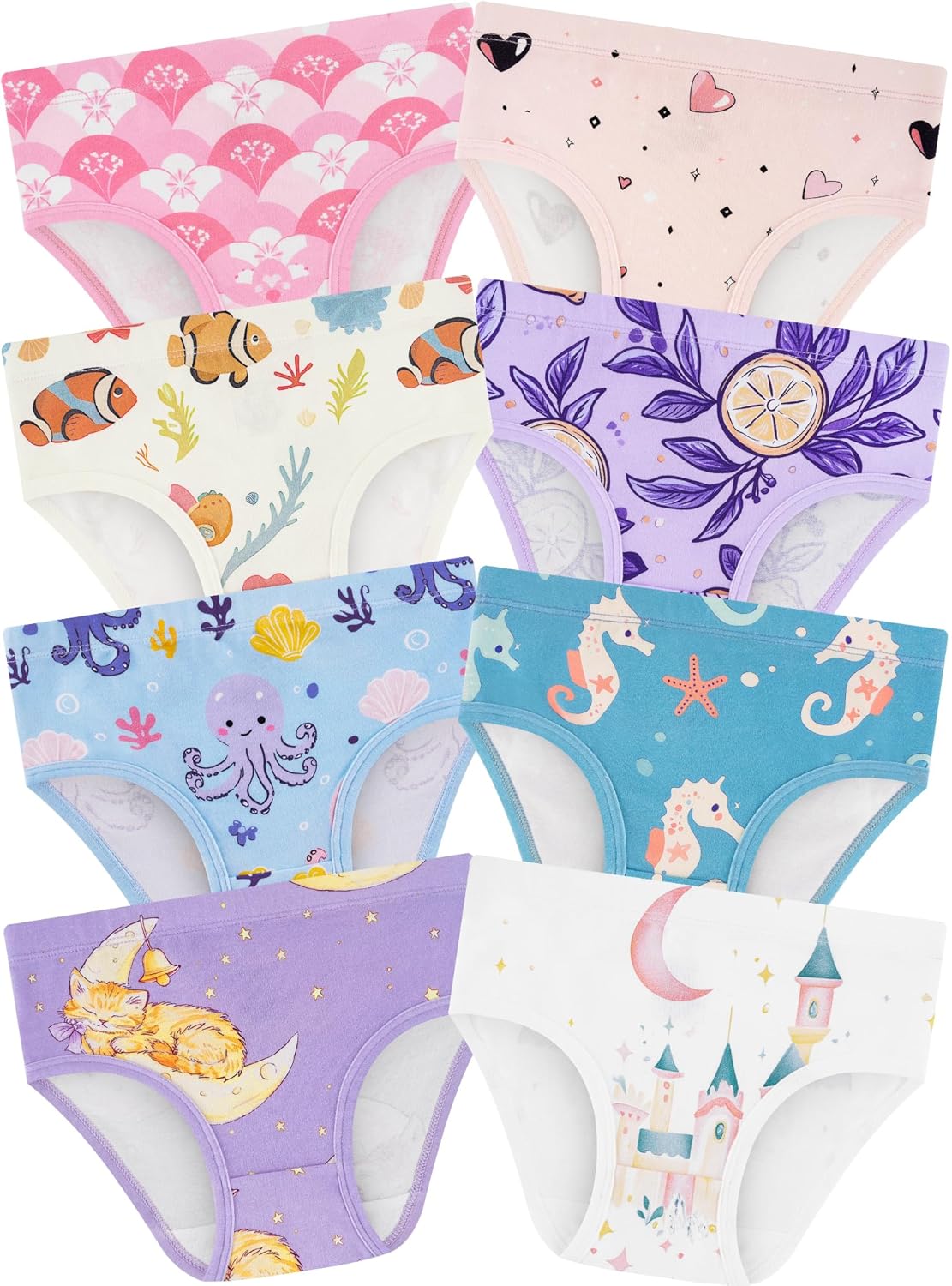 Girls' Underwear,Soft Cotton Tagless Panties for Toddlers' & Little Kids' Comfort,Breathable
