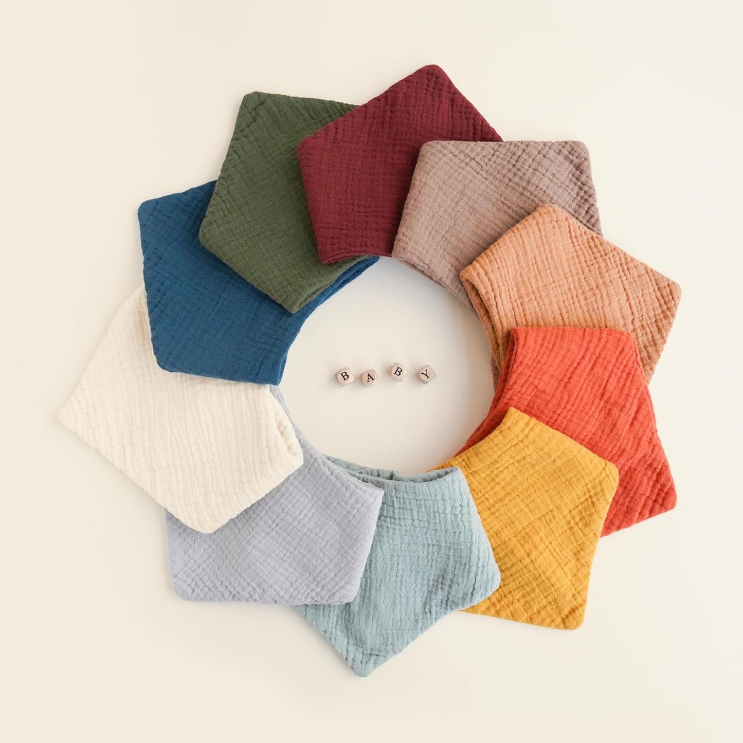 Konssy Muslin Baby Bibs 10 Pack Baby Bandana Drool Bibs 100% Cotton for Unisex Boys and Girls, Soft